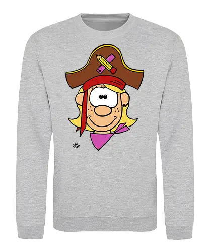 Schulpiratin (bunt) - Augen, Comic, Comic Style, Comic Stil, Zeichnung, pirat, piratin, kapitän, einschulung, schule, mathe - Sweatshirt