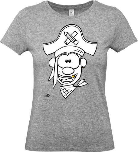 Schulpirat (gold) - Augen, Comic, Comic Style, Comic Stil, Zeichnung, pirat, piratin, kapitän, einschulung, schule, mathe - Standard T-Shirt (Frauen)