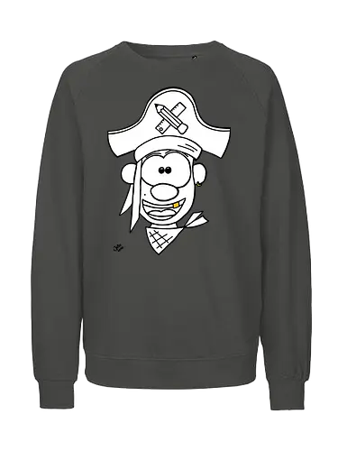 Schulpirat (gold) - Augen, Comic, Comic Style, Comic Stil, Zeichnung, pirat, piratin, kapitän, einschulung, schule, mathe - Fairtrade Sweatshirt
