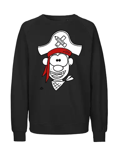 Schulpirat - Augen, Comic, Comic Style, Comic Stil, Zeichnung, pirat, piratin, kapitän, einschulung, schule, mathe - Fairtrade Sweatshirt