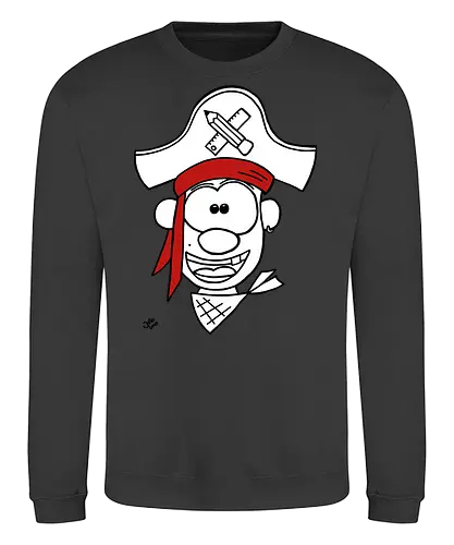 Schulpirat - Augen, Comic, Comic Style, Comic Stil, Zeichnung, pirat, piratin, kapitän, einschulung, schule, mathe - Sweatshirt
