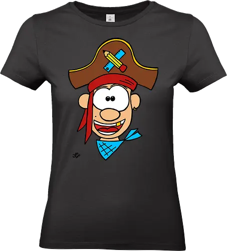 Schulpirat (bunt) - mathe, Augen, Comic, Comic Style, Comic Stil, Zeichnung, pirat, piratin, kapitän, einschulung, schule - Standard T-Shirt (Frauen)
