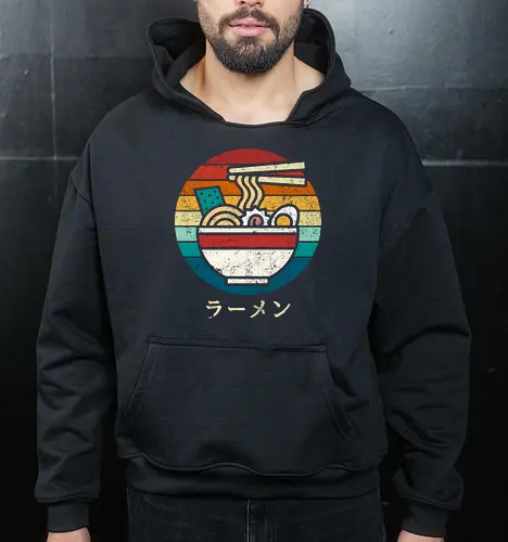 Ramen vintage - ramen, sushi, retro, vintage, japan - Cropped Hoodie