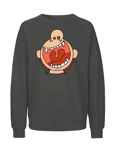 Fütter mich! (4) - comic, comics, comic style, comic stil, monster, halloween, kind, kinder, niedlich, mund, zähme, baby, lätzchen, hunger, füttern - Fairtrade Sweatshirt