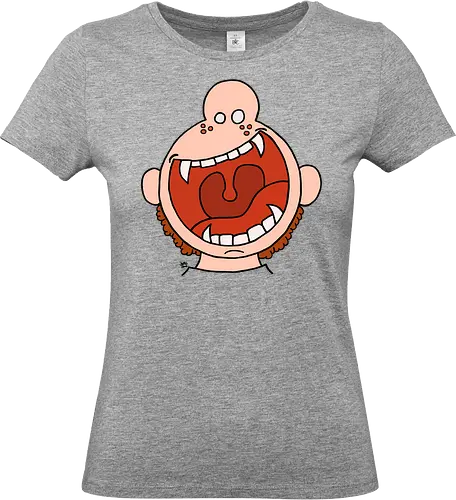 Fütter mich! (3) - comic, comics, comic style, comic stil, monster, halloween, kind, kinder, niedlich, mund, zähme, baby, lätzchen, hunger, füttern - Standard T-Shirt (Frauen)