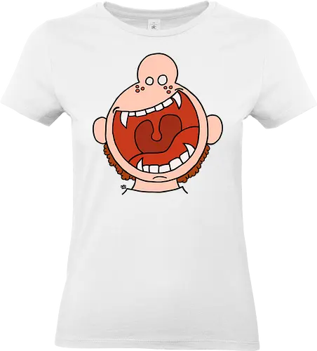 Fütter mich! (3) - comic, comics, comic style, comic stil, monster, halloween, kind, kinder, niedlich, mund, zähme, baby, lätzchen, hunger, füttern - Standard T-Shirt (Frauen)