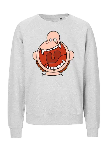 Fütter mich! (3) - comic, comics, comic style, comic stil, monster, halloween, kind, kinder, niedlich, mund, zähme, baby, lätzchen, hunger, füttern - Fairtrade Sweatshirt