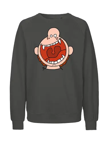 Fütter mich! (3) - comic, comics, comic style, comic stil, monster, halloween, kind, kinder, niedlich, mund, zähme, baby, lätzchen, hunger, füttern - Fairtrade Sweatshirt