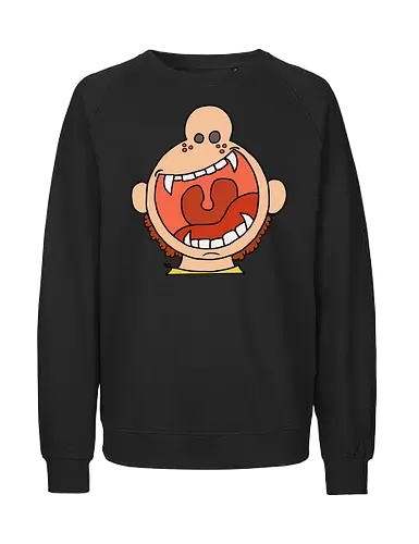 Fütter mich! (8) - comic, comics, comic style, comic stil, monster, halloween, kind, kinder, niedlich, mund, zähme, baby, lätzchen, hunger, füttern - Fairtrade Sweatshirt