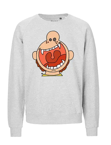 Fütter mich! (8) - comic, comics, comic style, comic stil, monster, halloween, kind, kinder, niedlich, mund, zähme, baby, lätzchen, hunger, füttern - Fairtrade Sweatshirt