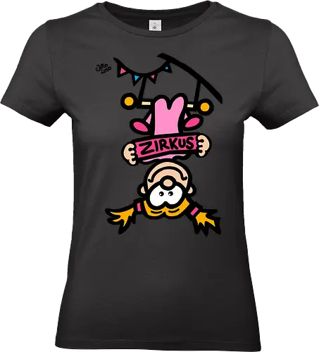 Hochseil (bunt) - comic, comics, comic style, comic stil, monster, halloween, zirkus, manege, unterhaltung, akrobat, kind, kinder, clown - Standard T-Shirt (Frauen)