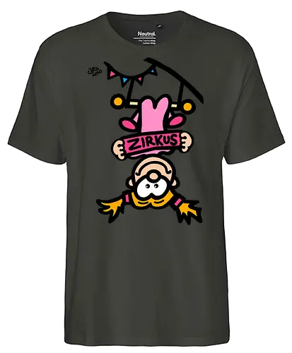 Hochseil (bunt) - comic, comics, comic style, comic stil, monster, halloween, zirkus, manege, unterhaltung, akrobat, kind, kinder, clown - Fairtrade T-Shirt