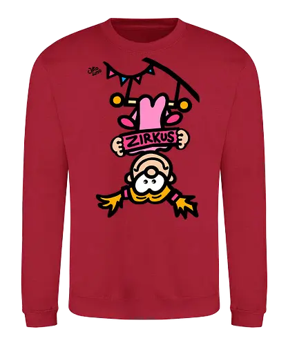 Hochseil (bunt) - comic, comics, comic style, comic stil, monster, halloween, zirkus, manege, unterhaltung, akrobat, kind, kinder, clown - Sweatshirt