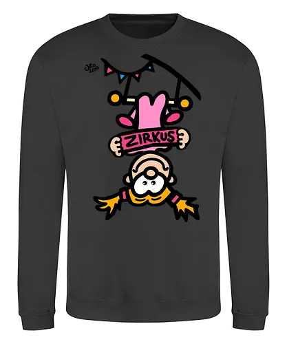 Hochseil (bunt) - comic, comics, comic style, comic stil, monster, halloween, zirkus, manege, unterhaltung, akrobat, kind, kinder, clown - Sweatshirt