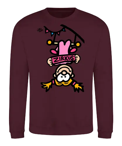 Hochseil (bunt) - comic, comics, comic style, comic stil, monster, halloween, zirkus, manege, unterhaltung, akrobat, kind, kinder, clown - Sweatshirt