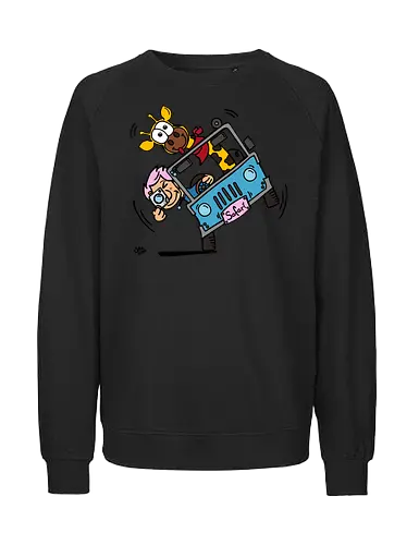 Safari! (bunt 1) - Augen, Comic, Comic Style, Comic Stil, Zeichnung, safari, jeep, giraffe, foto, fotograf, kamera, influencer, wildnis, wald, tiere, natur - Fairtrade Sweatshirt