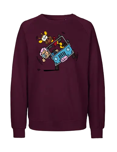 Safari! (bunt 1) - Augen, Comic, Comic Style, Comic Stil, Zeichnung, safari, jeep, giraffe, foto, fotograf, kamera, influencer, wildnis, wald, tiere, natur - Fairtrade Sweatshirt