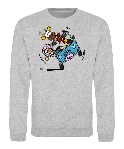 Safari! (bunt 1) - Augen, Comic, Comic Style, Comic Stil, Zeichnung, safari, jeep, giraffe, foto, fotograf, kamera, influencer, wildnis, wald, tiere, natur - Sweatshirt