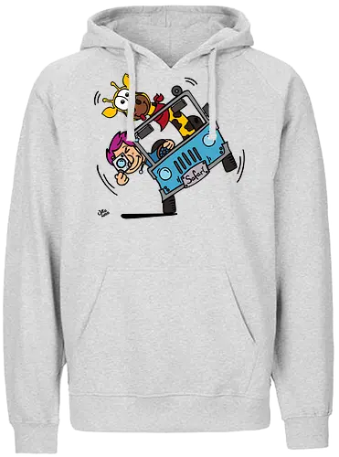 Safari! (bunt 2) - Augen, Comic, Comic Style, Comic Stil, Zeichnung, safari, jeep, giraffe, foto, fotograf, kamera, influencer, wildnis, wald, tiere, natur - Fairtrade Hoodie