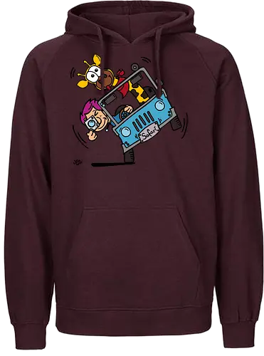 Safari! (bunt 2) - Augen, Comic, Comic Style, Comic Stil, Zeichnung, safari, jeep, giraffe, foto, fotograf, kamera, influencer, wildnis, wald, tiere, natur - Fairtrade Hoodie