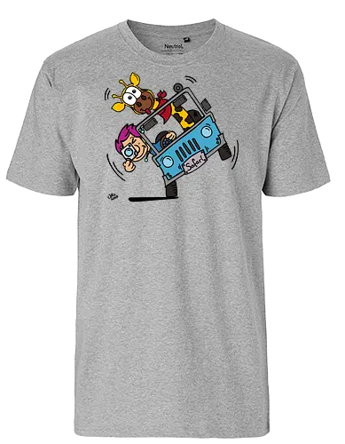 Safari! (bunt 2) - Augen, Comic, Comic Style, Comic Stil, Zeichnung, safari, jeep, giraffe, foto, fotograf, kamera, influencer, wildnis, wald, tiere, natur - Fairtrade T-Shirt