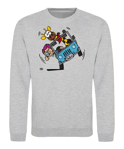 Safari! (bunt 2) - Augen, Comic, Comic Style, Comic Stil, Zeichnung, safari, jeep, giraffe, foto, fotograf, kamera, influencer, wildnis, wald, tiere, natur - Sweatshirt
