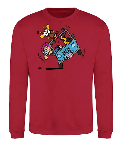 Safari! (bunt 2) - Augen, Comic, Comic Style, Comic Stil, Zeichnung, safari, jeep, giraffe, foto, fotograf, kamera, influencer, wildnis, wald, tiere, natur - Sweatshirt