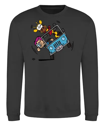 Safari! (bunt 2) - Augen, Comic, Comic Style, Comic Stil, Zeichnung, safari, jeep, giraffe, foto, fotograf, kamera, influencer, wildnis, wald, tiere, natur - Sweatshirt