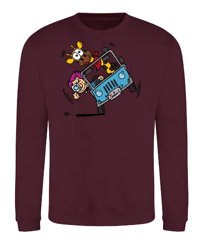 Safari! (bunt 2) - Augen, Comic, Comic Style, Comic Stil, Zeichnung, safari, jeep, giraffe, foto, fotograf, kamera, influencer, wildnis, wald, tiere, natur - Sweatshirt