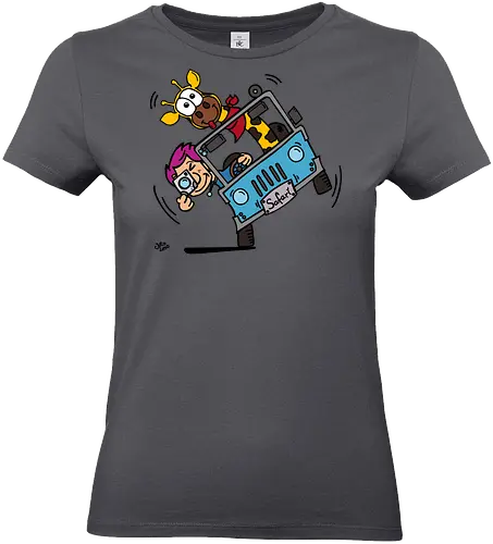 Safari! (bunt 2) - Augen, Comic, Comic Style, Comic Stil, Zeichnung, safari, jeep, giraffe, foto, fotograf, kamera, influencer, wildnis, wald, tiere, natur - Standard T-Shirt (Frauen)