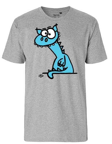 Drache (blau) - Comic, Comic Style, Comic Stil, Zeichnung, comics, zauberei, zauberer, hexe, drache, besen, hexen, hexerei, magie, zauberkraft, drachen, niedlich - Fairtrade T-Shirt