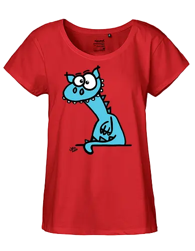 Drache (blau) - Comic, Comic Style, Comic Stil, Zeichnung, comics, zauberei, zauberer, hexe, drache, besen, hexen, hexerei, magie, zauberkraft, drachen, niedlich - Fairtrade Girl Shirt