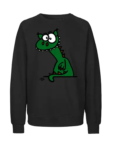 Drache (grün) - Comic, Comic Style, Comic Stil, Zeichnung, comics, zauberei, zauberer, hexe, drache, besen, hexen, hexerei, magie, zauberkraft, drachen, niedlich - Fairtrade Sweatshirt