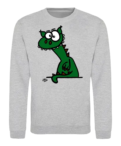 Drache (grün) - Comic, Comic Style, Comic Stil, Zeichnung, comics, zauberei, zauberer, hexe, drache, besen, hexen, hexerei, magie, zauberkraft, drachen, niedlich - Sweatshirt