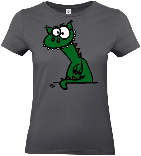 Drache (grün) - Comic, Comic Style, Comic Stil, Zeichnung, comics, zauberei, zauberer, hexe, drache, besen, hexen, hexerei, magie, zauberkraft, drachen, niedlich - Standard T-Shirt (Frauen)