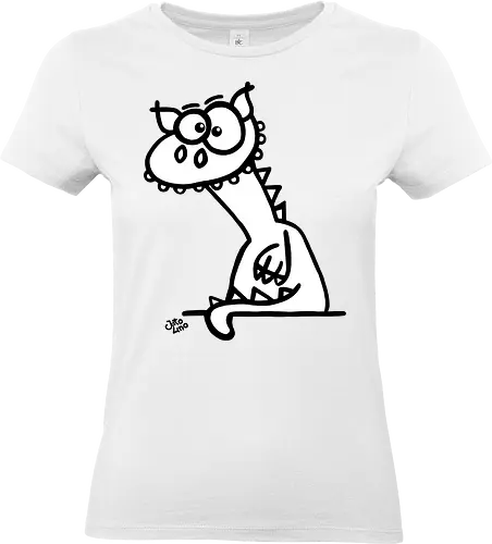Drache (weiß) - Comic, Comic Style, Comic Stil, Zeichnung, comics, zauberei, zauberer, hexe, drache, besen, hexen, hexerei, magie, zauberkraft, drachen, niedlich - Standard T-Shirt (Frauen)