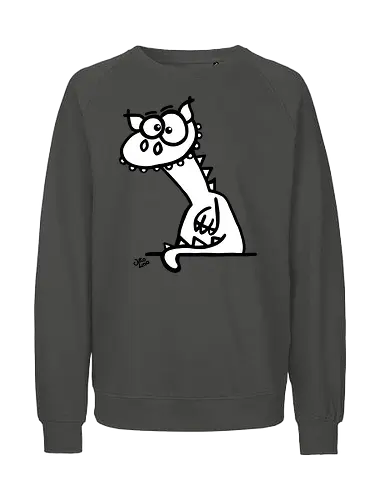 Drache (weiß) - Comic, Comic Style, Comic Stil, Zeichnung, comics, zauberei, zauberer, hexe, drache, besen, hexen, hexerei, magie, zauberkraft, drachen, niedlich - Fairtrade Sweatshirt