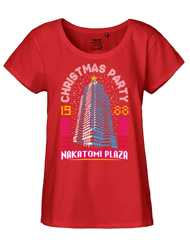 Nakatomi Plaza Christmas Party 88 - Die hard, Nakatomi plaza, 1988, ugly Christmas sweater, John mcClane, bruce willis, Christmas movies, Nakatomi, yippee ki yay, Christmas party, xmas - Fairtrade Girl Shirt
