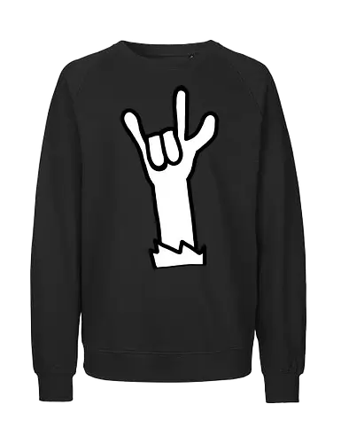 Let's rock! (2) - Augen, Comic, Comic Style, Comic Stil, Zeichnung, comics, niedlich, albern, lustig, witzig, bunt, musik, rock, konzert, festival, rocker, singen, sänger, musiker, pommes, pommesgabel - Fairtrade Sweatshirt