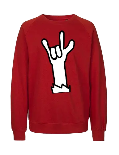 Let's rock! (2) - Augen, Comic, Comic Style, Comic Stil, Zeichnung, comics, niedlich, albern, lustig, witzig, bunt, musik, rock, konzert, festival, rocker, singen, sänger, musiker, pommes, pommesgabel - Fairtrade Sweatshirt