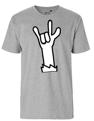 Let's rock! (2) - Augen, Comic, Comic Style, Comic Stil, Zeichnung, comics, niedlich, albern, lustig, witzig, bunt, musik, rock, konzert, festival, rocker, singen, sänger, musiker, pommes, pommesgabel - Fairtrade T-Shirt