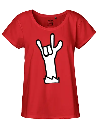 Let's rock! (2) - Augen, Comic, Comic Style, Comic Stil, Zeichnung, comics, niedlich, albern, lustig, witzig, bunt, musik, rock, konzert, festival, rocker, singen, sänger, musiker, pommes, pommesgabel - Fairtrade Girl Shirt