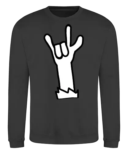 Let's rock! (2) - Augen, Comic, Comic Style, Comic Stil, Zeichnung, comics, niedlich, albern, lustig, witzig, bunt, musik, rock, konzert, festival, rocker, singen, sänger, musiker, pommes, pommesgabel - Sweatshirt