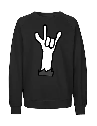 Let's rock! (4) - Augen, Comic, Comic Style, Comic Stil, Zeichnung, comics, niedlich, albern, lustig, witzig, bunt, musik, rock, konzert, festival, rocker, singen, sänger, musiker, pommes, pommesgabel - Fairtrade Sweatshirt