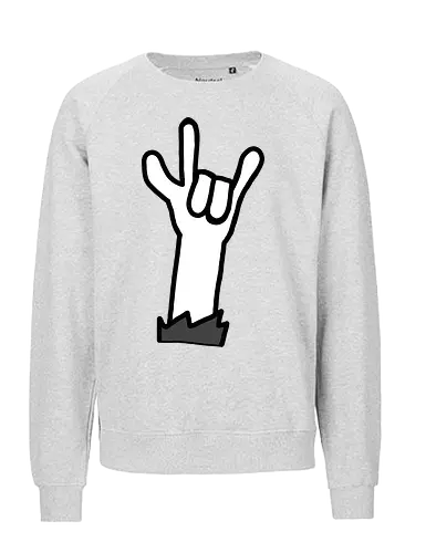 Let's rock! (4) - Augen, Comic, Comic Style, Comic Stil, Zeichnung, comics, niedlich, albern, lustig, witzig, bunt, musik, rock, konzert, festival, rocker, singen, sänger, musiker, pommes, pommesgabel - Fairtrade Sweatshirt