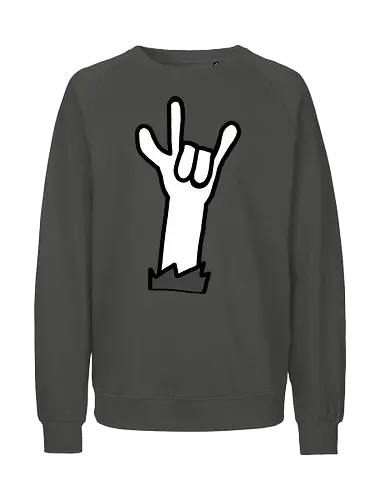 Let's rock! (4) - Augen, Comic, Comic Style, Comic Stil, Zeichnung, comics, niedlich, albern, lustig, witzig, bunt, musik, rock, konzert, festival, rocker, singen, sänger, musiker, pommes, pommesgabel - Fairtrade Sweatshirt
