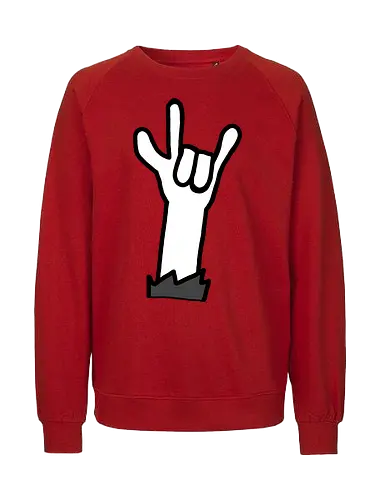 Let's rock! (4) - Augen, Comic, Comic Style, Comic Stil, Zeichnung, comics, niedlich, albern, lustig, witzig, bunt, musik, rock, konzert, festival, rocker, singen, sänger, musiker, pommes, pommesgabel - Fairtrade Sweatshirt