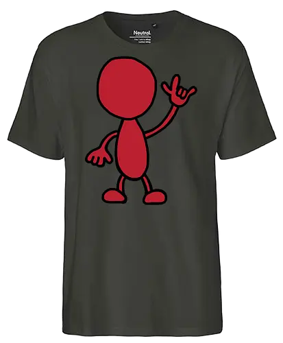 Rocker - Augen, Comic, Comic Style, Comic Stil, Zeichnung, comics, niedlich, albern, lustig, witzig, bunt, musik, rock, konzert, festival, rocker, singen, sänger, musiker, pommes, pommesgabel - Fairtrade T-Shirt