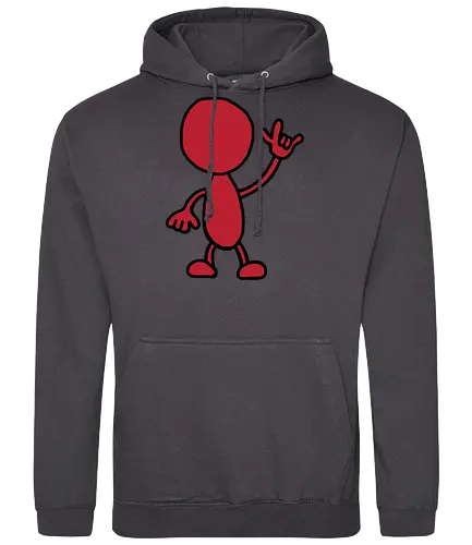 Rocker - Augen, Comic, Comic Style, Comic Stil, Zeichnung, comics, niedlich, albern, lustig, witzig, bunt, musik, rock, konzert, festival, rocker, singen, sänger, musiker, pommes, pommesgabel - Standard Hoodie