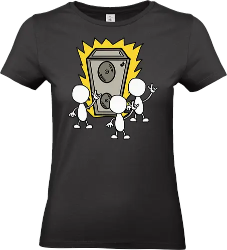 Konzert (1) - Augen, Comic, Comic Style, Comic Stil, Zeichnung, comics, niedlich, albern, lustig, witzig, bunt, musik, rock, konzert, festival, rocker, singen, sänger, musiker, pommes, pommesgabel - Standard T-Shirt (Frauen)